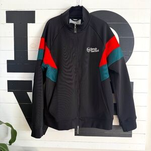 Sergio Tacchini Track Jacket- Black w/ Red/Green Sleeves Size L